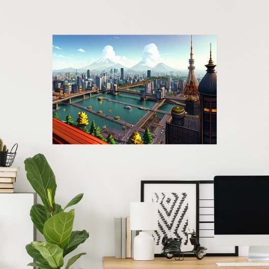 Sehen Sie, wie Tokio aussieht | AI Art Poster (Heimbüro)