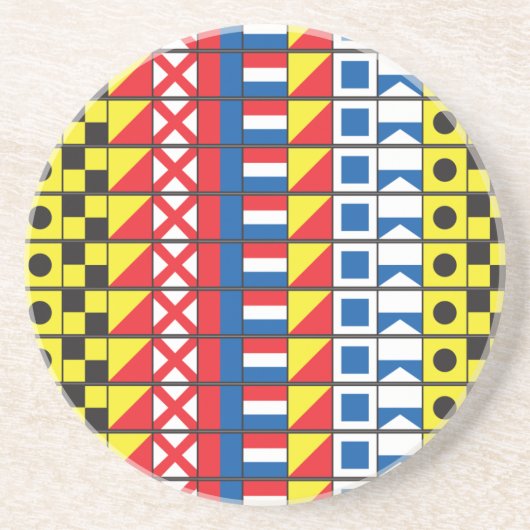 Sehen Sie Worthy_Signal Flaggen pattern_I Liebe zu Sandstein Untersetzer (Vorne)