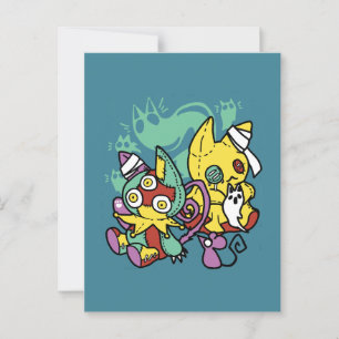 sehenswert beängstigend   Katzenkätzchen Halloween Postkarte