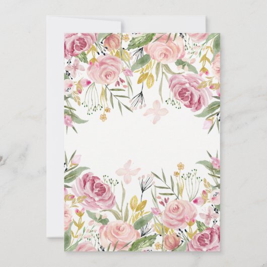 sehenswert | Blush Pink und Imitats Hochzeit mit g Einladung (Rückseite)