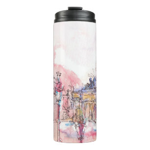 Sehenswürdigkeit Paris mit Aquarell an einem regn Thermosbecher