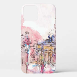 Sehenswürdigkeit Paris mit Aquarell an einem regne Case-Mate iPhone Hülle