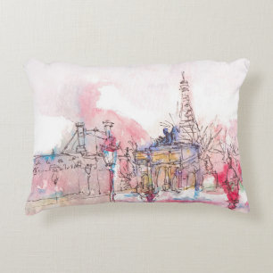 Sehenswürdigkeit Paris mit Aquarell an einem regne Dekokissen