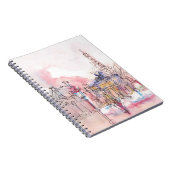 Sehenswürdigkeit Paris mit Aquarell an einem regne Notizblock (Rechte Seite)