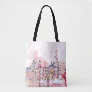 Sehenswürdigkeit Paris mit Aquarell an einem regne Tasche