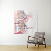 Sehenswürdigkeit Paris mit Aquarell an einem regne Wandteppich (Beispiel (Horizontal))