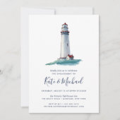 Sehenswürdigkeit | Watercolor Lighthouse Engagemen Einladung (Vorderseite)