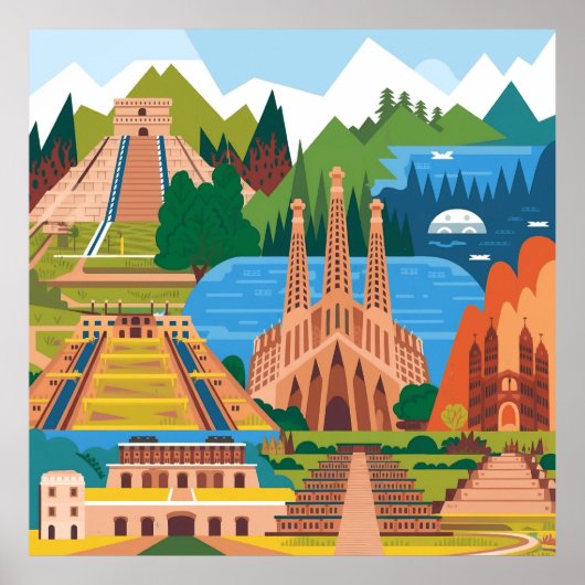 Sehenswürdigkeiten des hispanischen Erbes Poster (Vorne)