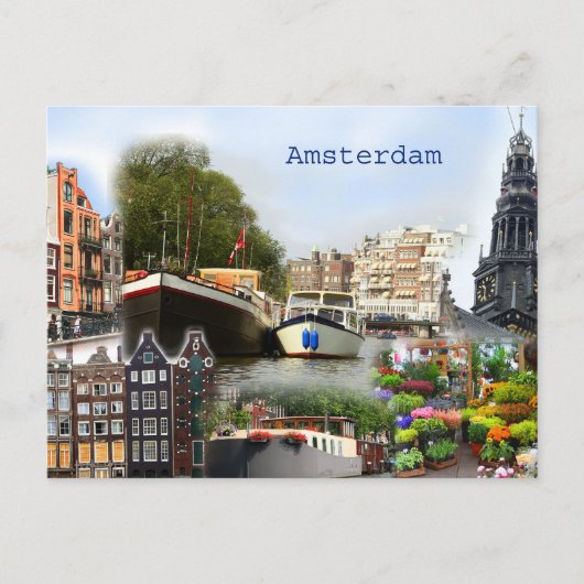 Sehenswürdigkeiten von Amsterdam Postkarte (Vorderseite)