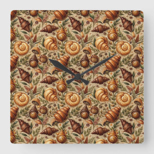 Sehnsucht nach Croissants Quadratische Wanduhr