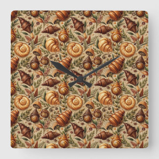 Sehnsucht nach Croissants  Quadratische Wanduhr