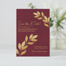 Sehnsüchtige Blätter Elegantes Burgund und Goldene