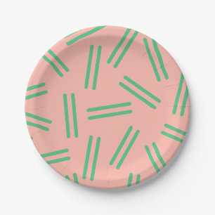 Sehr 80er Retro-Muster Rosa Blau Grün Pappteller