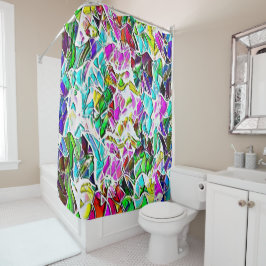 Sehr abstrakte Formen, die in Milcheintopf schwimm Duschvorhang