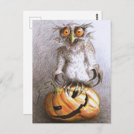Sehr alte Halloween Vampir Eule Postkarte (Vorne/Hinten)