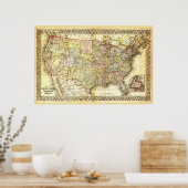 Sehr alte Karte der USA Poster (Küche)