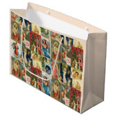Sehr alte Weihnachtskarten mit Angeln Collage Große Geschenktüte (Vorderseite Schrägansicht)