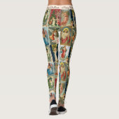 Sehr alte Weihnachtskarten mit Angeln Collage Leggings (Rückseite)