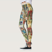 Sehr alte Weihnachtskarten mit Angeln Collage Leggings (Links)
