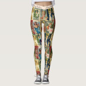 Sehr alte Weihnachtskarten mit Angeln Collage Leggings (Vorderseite)