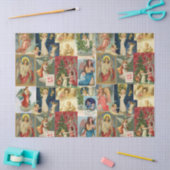 Sehr alte Weihnachtskarten mit Angeln Collage Seidenpapier (Basteln)