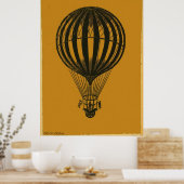 Sehr altes Heißluftballon Stift Gezeichnet Poster (Küche)