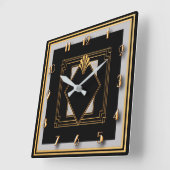 Sehr Art Déco Quadratische Wanduhr (Winkel)
