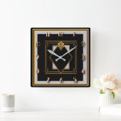 Sehr Art Déco Quadratische Wanduhr (Zuhause)