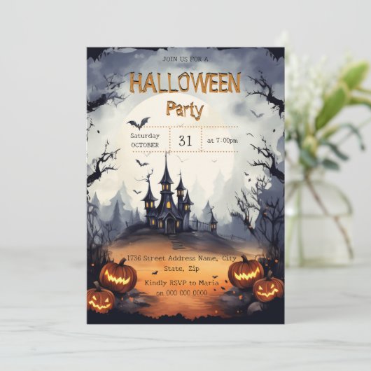 Sehr Beängstigendes Halloween-Party Einladung (Stehend Vorderseite)