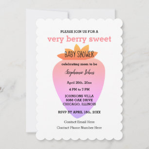 Sehr Beerige Süße QR-Code Erdbeere Baby Shower Einladung