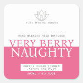 Sehr berry nacktes rosa Reed Diffusorlabel Quadratischer Aufkleber (Vorderseite)