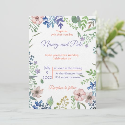 Sehr besondere, farbenfrohe Einladung (Stehend Vorderseite)