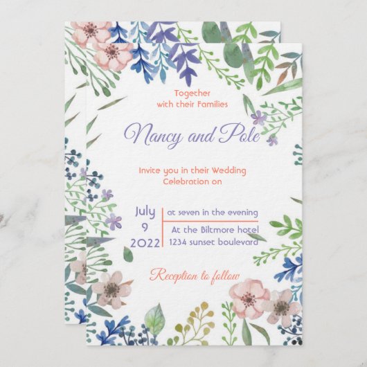 Sehr besondere, farbenfrohe Einladung (Vorne/Hinten)