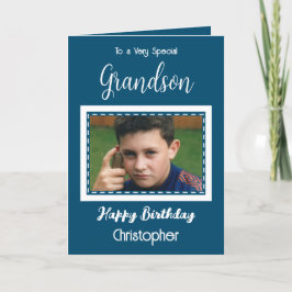 Sehr besondere Grandson Foto Ozeanblau Geburtstag Karte