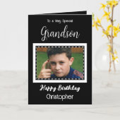 Sehr besondere Grandson Foto Schwarzer Geburtstag Karte (Gelbe Blume)