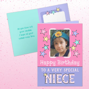 Sehr besondere Nichte rosa lila Foto Geburtstag Karte