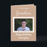 Sehr besonderer Grandson-Foto-Geburtstag Karte<br><div class="desc">Für einen ganz besonderen Enkel. Herzlichen Glückwunsch zum Geburtstag. Fügen Sie einen Namen und ein Foto hinzu. Braun und weiß.</div>