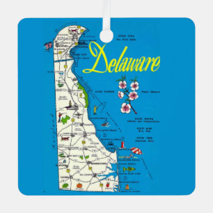 Sehr blaue Delaware-Karte Ornament Aus Metall