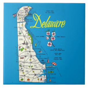 Sehr Blue Delaware Map Keramik Tile Fliese