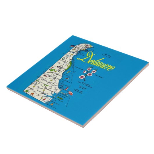 Sehr Blue Delaware Map Keramik Tile Fliese (Seite)