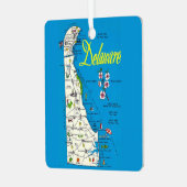 Sehr Blue Delaware Map Ornament Aus Metall (Vorderseite links)