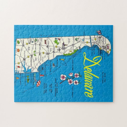 Sehr Blue Delaware Map Puzzle (Horizontal)