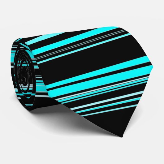 Sehr Cool Moderne Aquamarin gestreifte Streifen Krawatte (Gerollt)