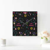 Sehr Cool und farbenfroh Casino Las Vegas Quadratische Wanduhr (Zuhause)