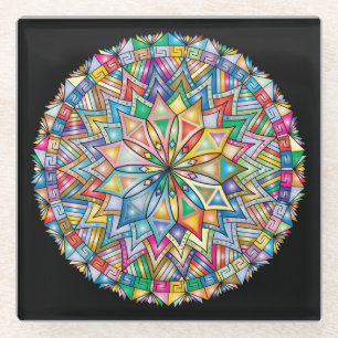 Sehr Cool und farbenfroh Mandala Glasuntersetzer