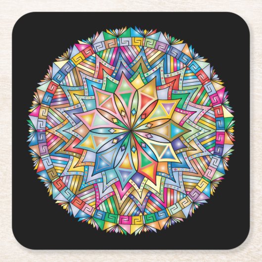 Sehr Cool und farbenfroh Mandala Rechteckiger Pappuntersetzer (Vorderseite)