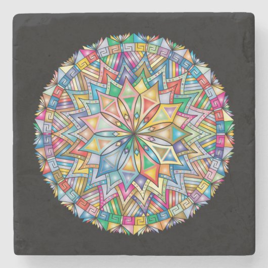 Sehr Cool und farbenfroh Mandala Steinuntersetzer (Vorderseite)