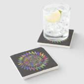 Sehr Cool und farbenfroh Mandala Steinuntersetzer (Seitenansicht)