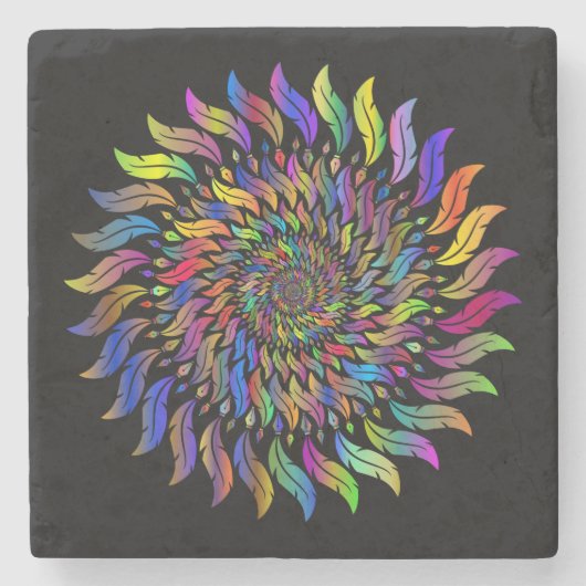 Sehr Cool und farbenfroh Mandala Steinuntersetzer (Vorderseite)