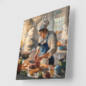 Sehr Cool und farbenfroh Perfekter Koch Quadratische Wanduhr (Winkel)